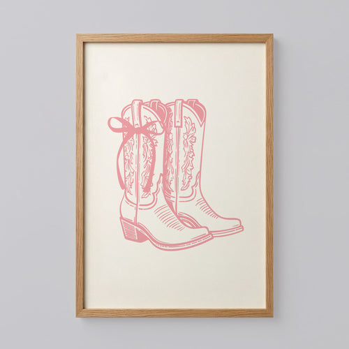 Pink Coquette Cowgirl Boots Print