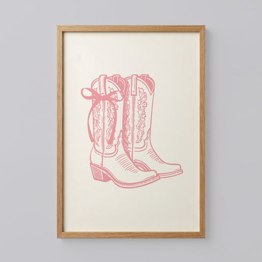 Pink Coquette Cowgirl Boots Print