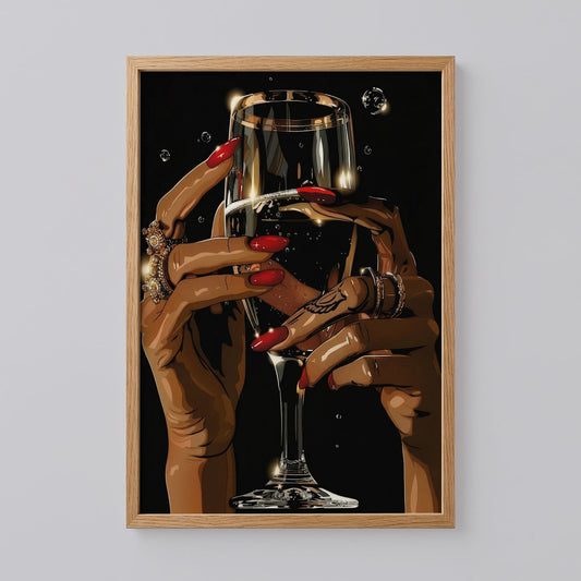 Black Woman Champagne Art Print