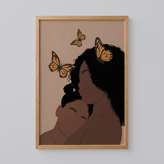 Black Mother and Daughter Wall Art