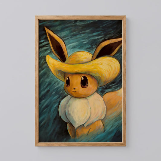 Pokemon Eevee Van Gogh Art Print
