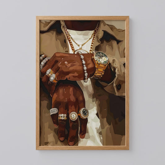 Hip Hop Jewelry Black Man Wall Art