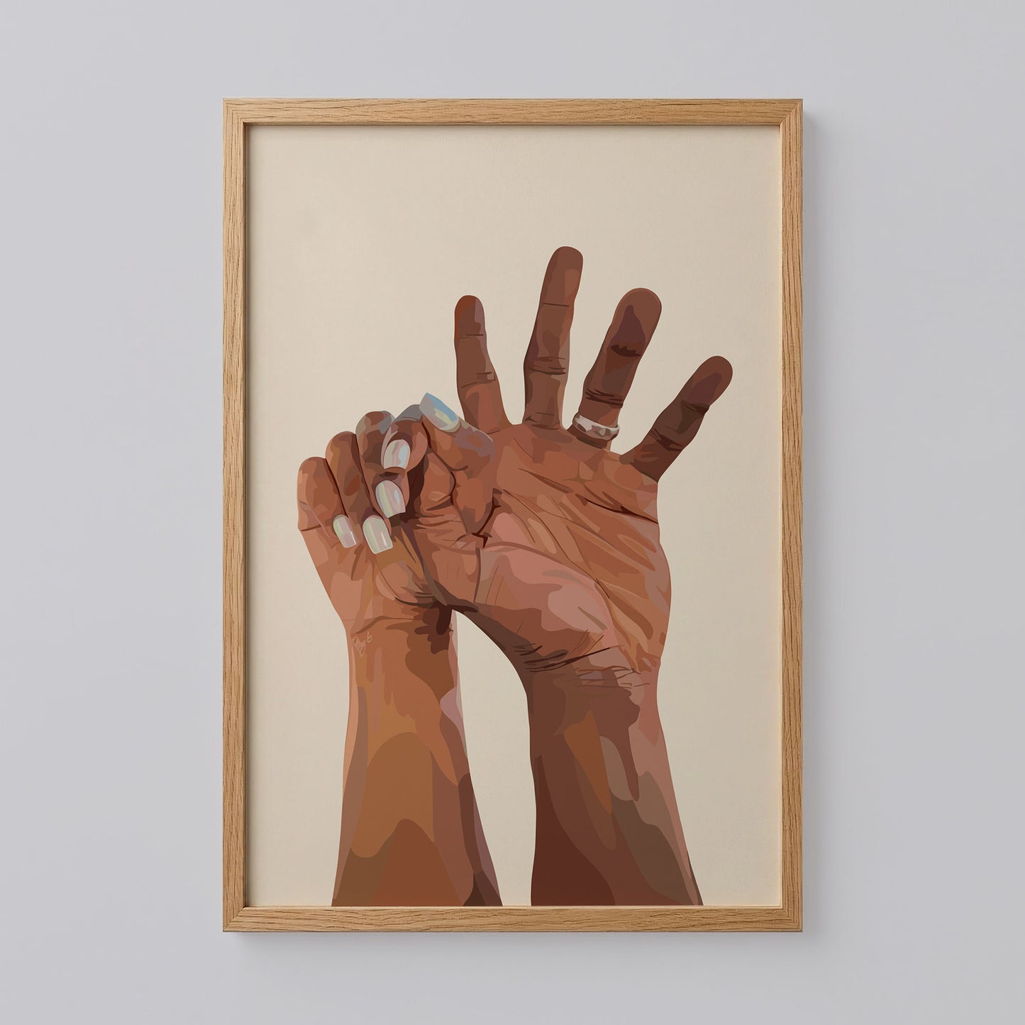 Black Couple Holding Hands Wall Art