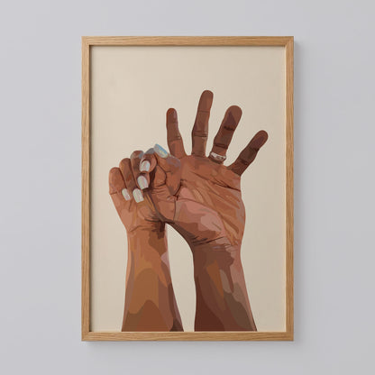Black Couple Holding Hands Wall Art