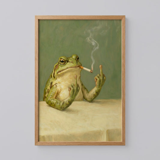 Frog Smoking a Cigarette Vintage Poster