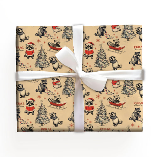 Raccoon Feral Christmas Wrapping Paper