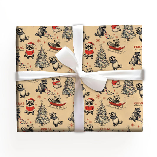 Raccoon Feral Christmas Wrapping Paper