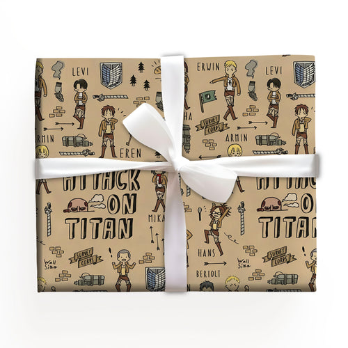 Attack on Titan Xmas Gift Wrap with Holiday