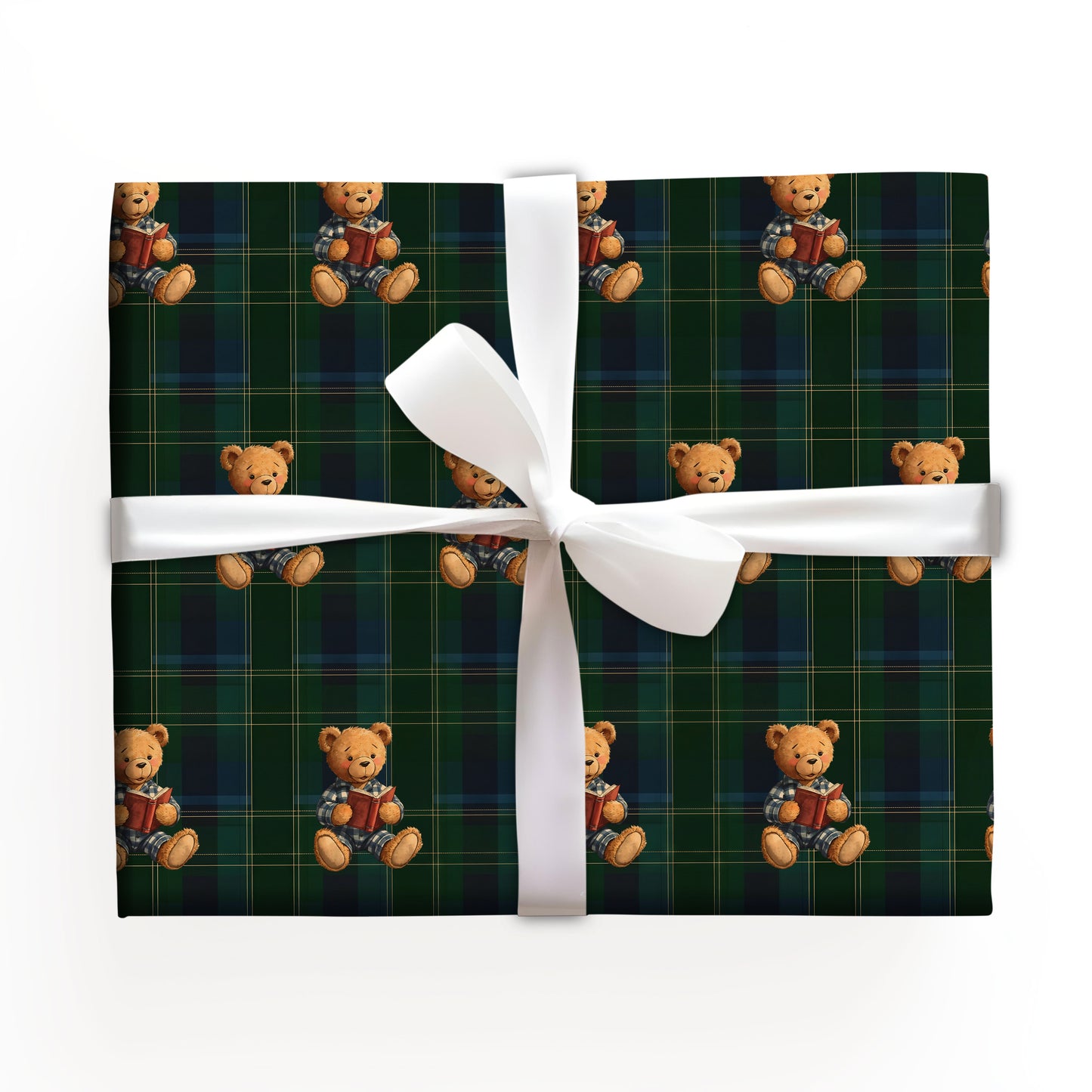 Teddy Reading Book Christmas Wrapping Paper