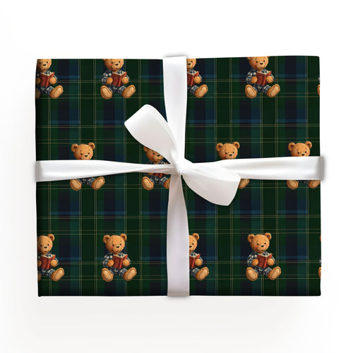 Teddy Reading Book Christmas Wrapping Paper