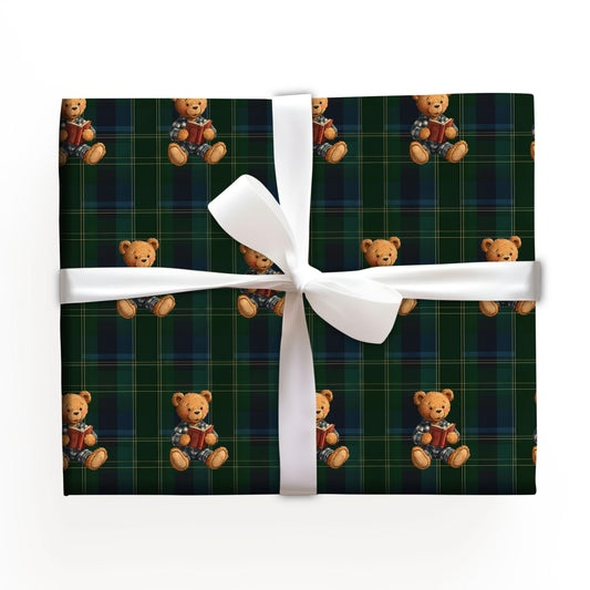 Teddy Reading Book Christmas Wrapping Paper