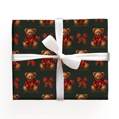 Tartan Teddy Bear Christmas Wrapping Paper