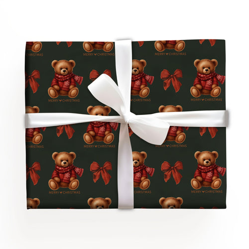 Tartan Teddy Bear Christmas Wrapping Paper