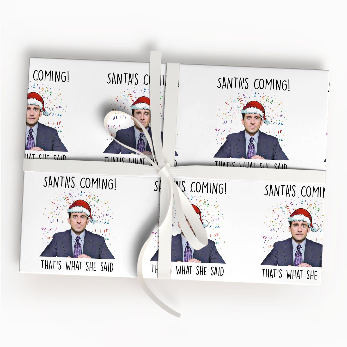 Funny Michael Scott Santa Christmas Wrapping Paper Naughty Gift Sheet