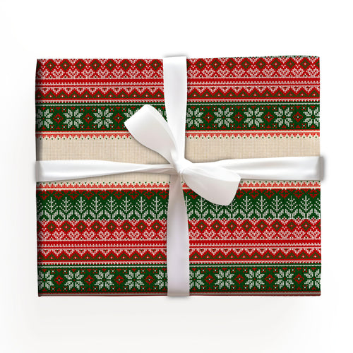 Christmas Knitted Pattern Wrapping Paper