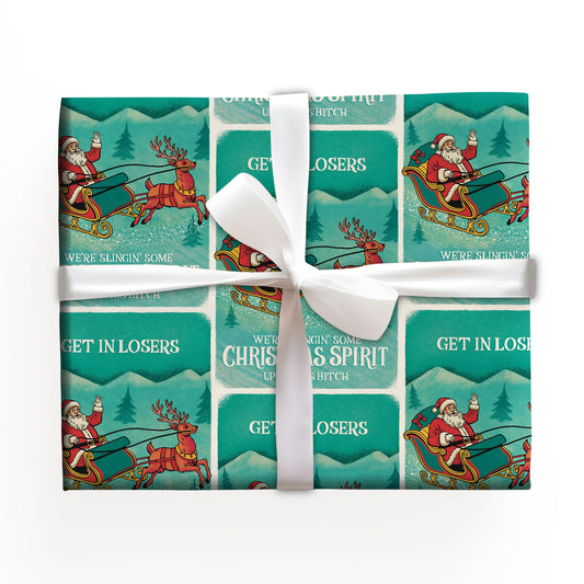 Santa Clause Get It Closers Xmas Holiday Gift Wrap