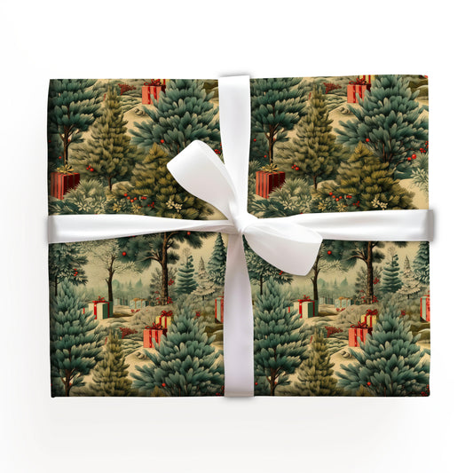Vintage Christmas Tree Wrapping Paper