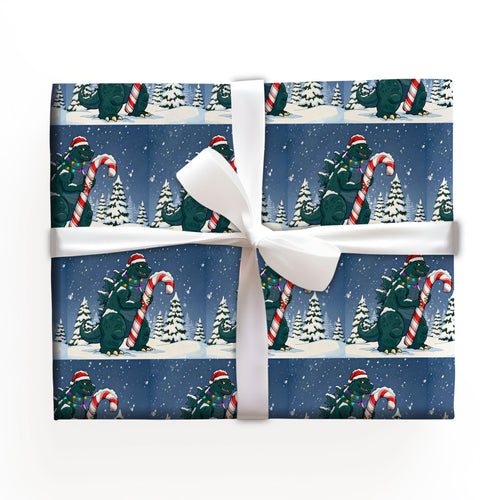 Godzilla Christmas Wrapping Paper Sheet