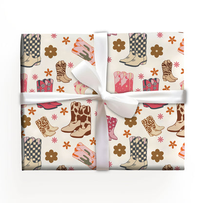 Wild West Christmas Cowgirl Wrapping Paper
