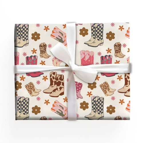 Wild West Christmas Cowgirl Wrapping Paper