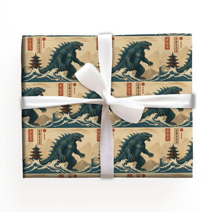 Christmas Godzilla Wrapping Paper