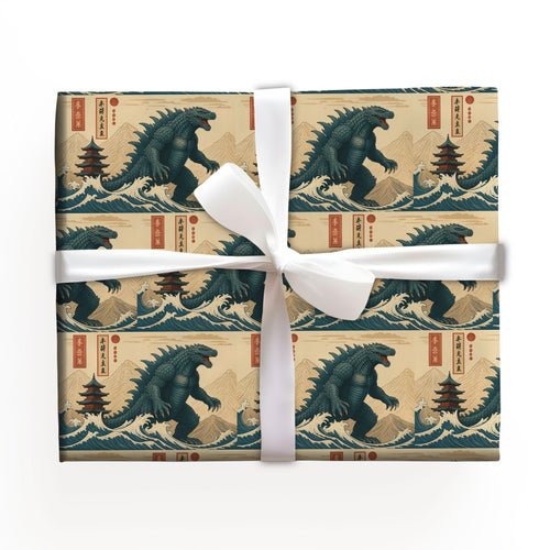Christmas Godzilla Wrapping Paper