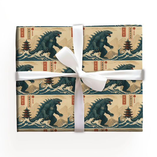 Christmas Godzilla Wrapping Paper
