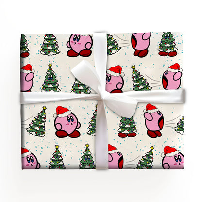 Kirby Nintendo Wrapping Paper, Cute Pink Gamer Gift Wrap