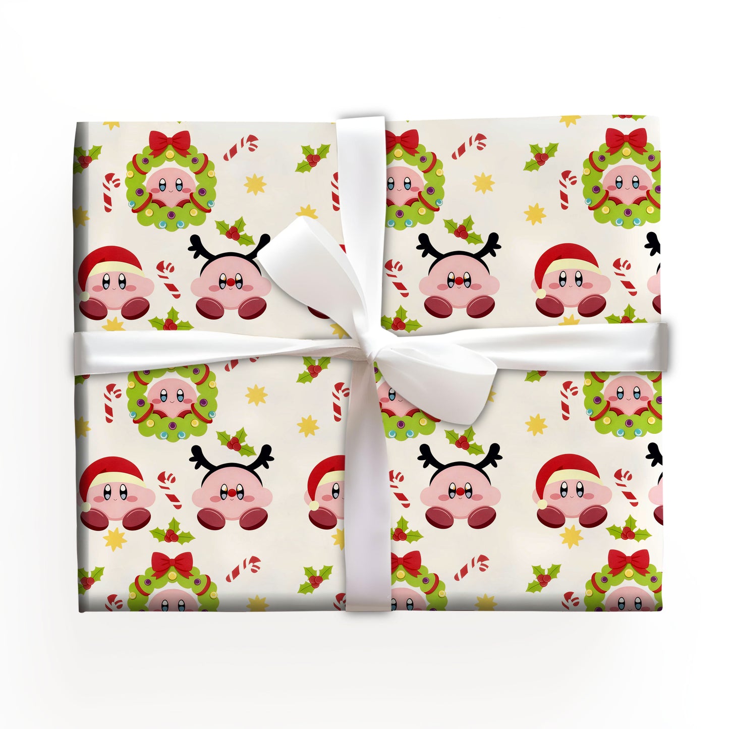 Funny Kirby Wrapping Paper, Cute Gamer Gift Wrap for Fans