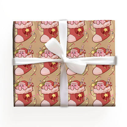 Kirby and Friends Wrapping Paper, Cute Holiday Wrap