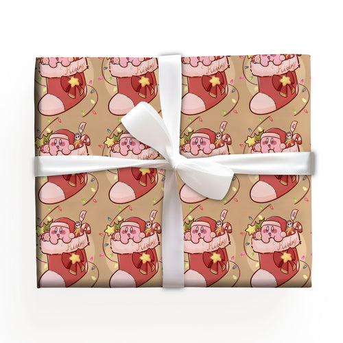 Kirby and Friends Wrapping Paper, Cute Holiday Wrap
