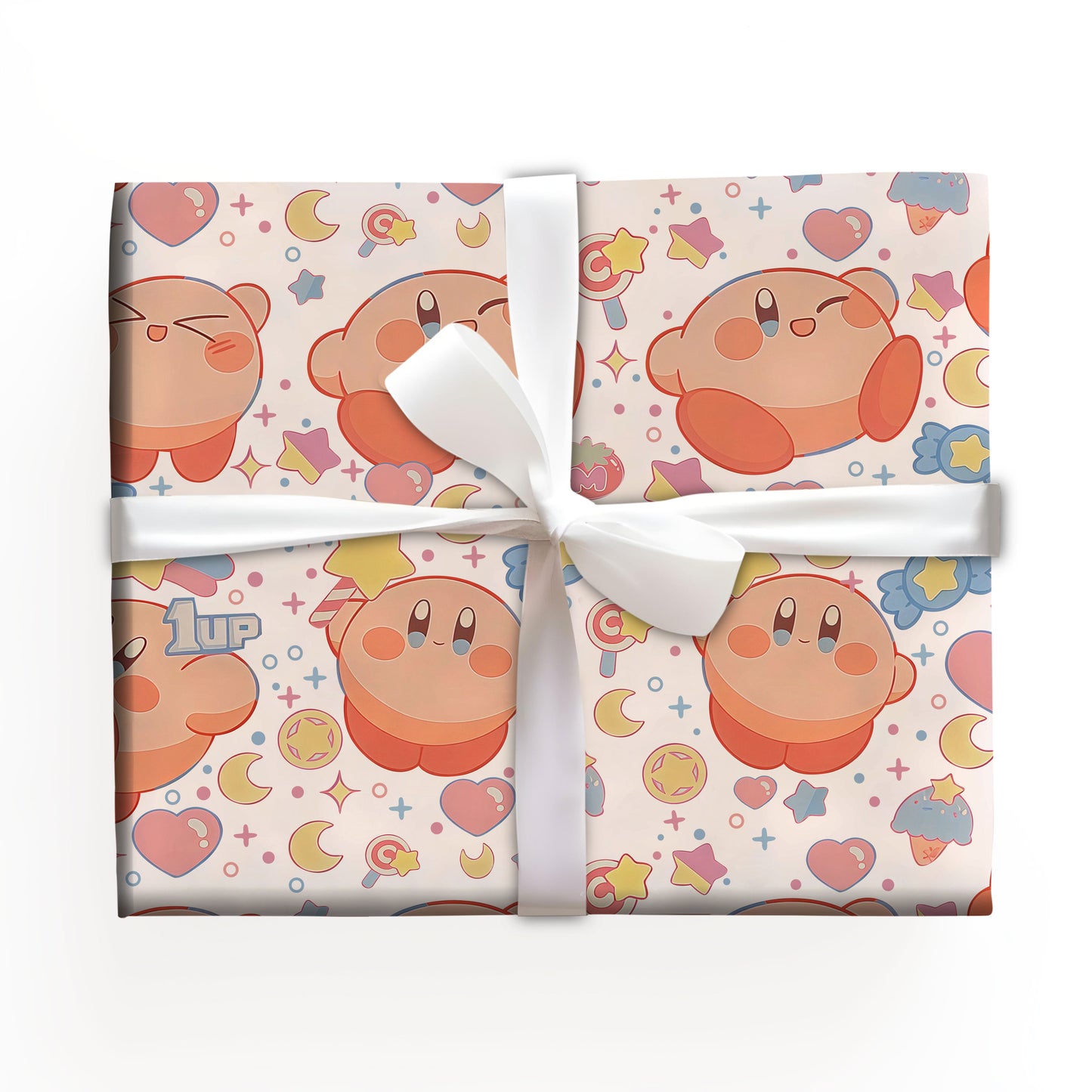 Kirby Floating Stars Wrapping Paper, Adorable Gamer Gift Wrap