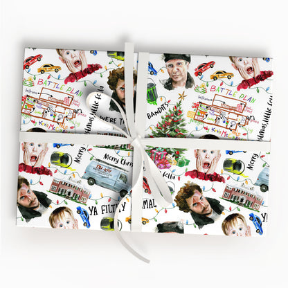 Christmas Movies Friends Wrap Gifts, Home Alone Wet Bandits Art Board Wrapping Paper