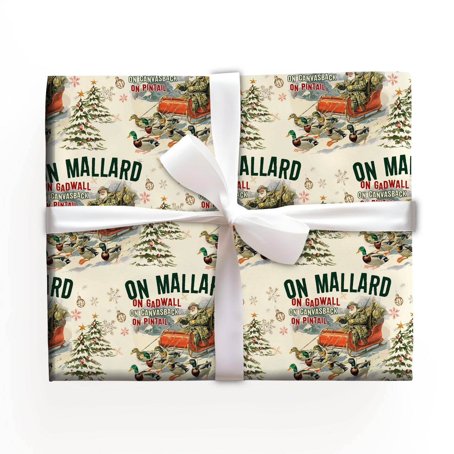 On Mallard Santa Christmas Wrapping Paper