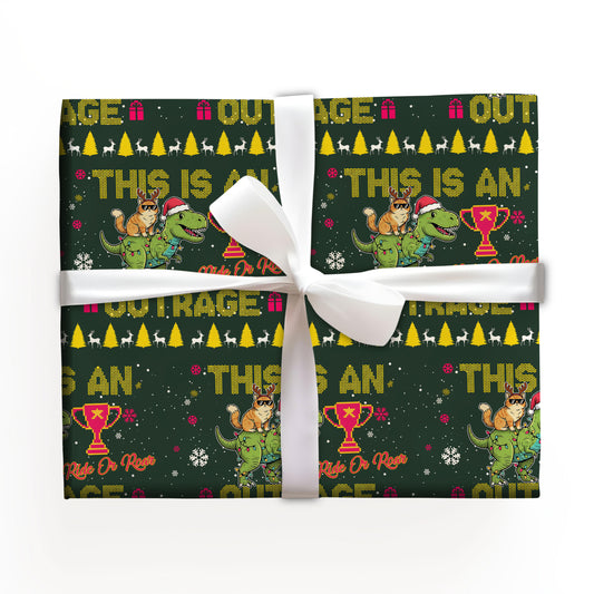 Dinosaurs Cat Wrapping Paper