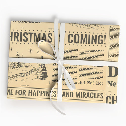 Christmas Is Coming Newspaper Wrapping Paper