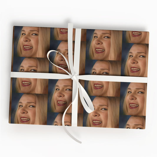 White Chicks Meme Gift Wrap with Holiday Trees