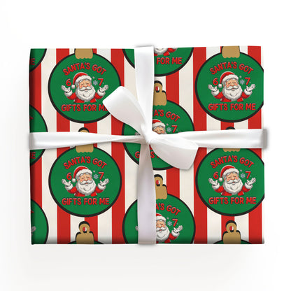 Santa's Got 67 Gifts For Me Wrapping Paper
