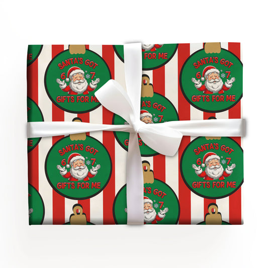 Santa's Got 67 Gifts For Me Wrapping Paper