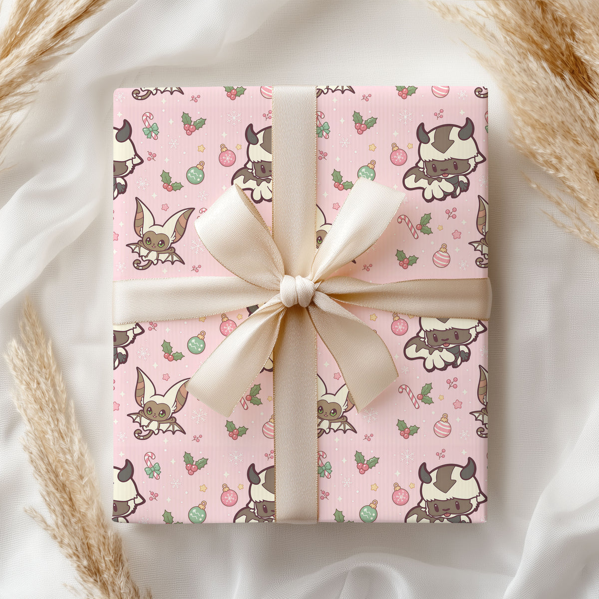 Avatar the Last Airbender Appa & Momo Wrapping Paper - Pink