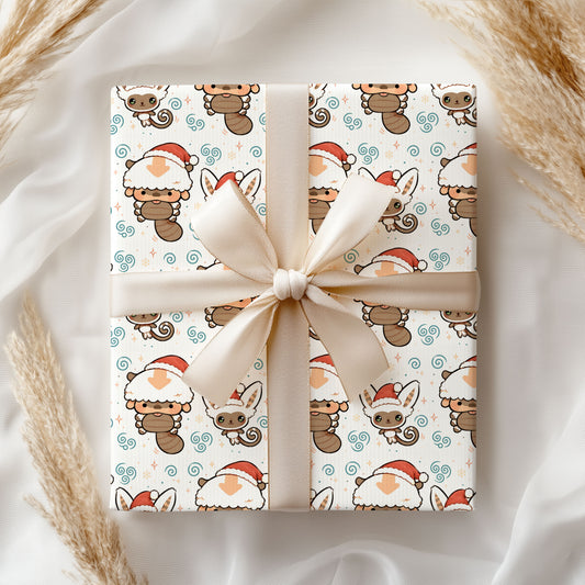 Avatar the Last Airbender Appa & Momo Wrapping Paper - Santa Hat