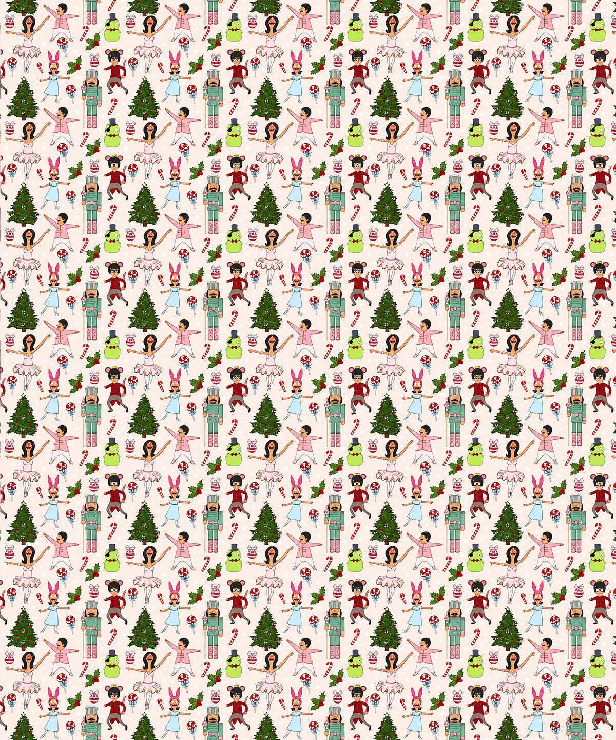 Pink Nutcracker Ballet Bob's Burgers Wrapping Paper – Christmas Gift Wrap for Fans