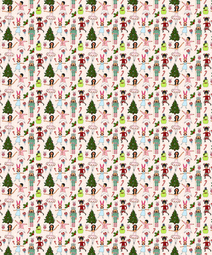 Pink Nutcracker Ballet Bob's Burgers Wrapping Paper – Christmas Gift Wrap for Fans