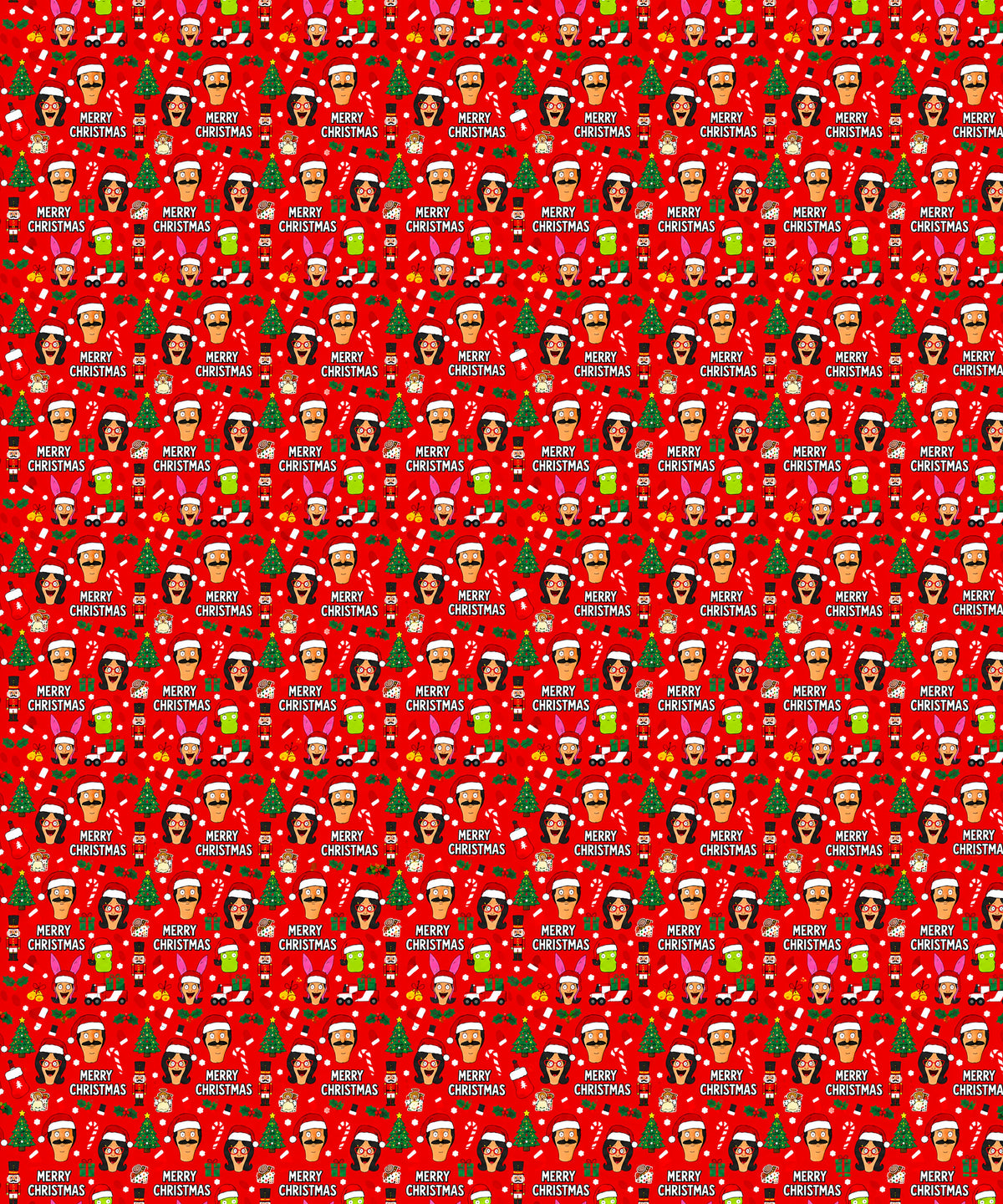 Red Merry Christmas Bob's Burgers Wrapping Paper – Christmas Gift Wrap for Fans