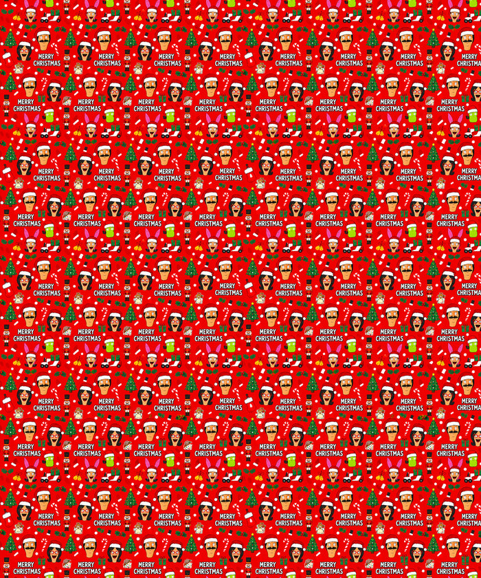 Red Merry Christmas Bob's Burgers Wrapping Paper – Christmas Gift Wrap for Fans