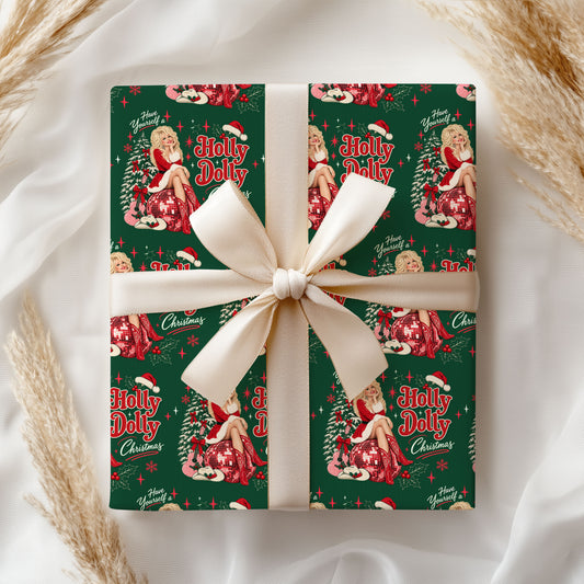 Holly Dolly Disco Wrapping Paper – Dolly Parton Christmas Gift Wrap