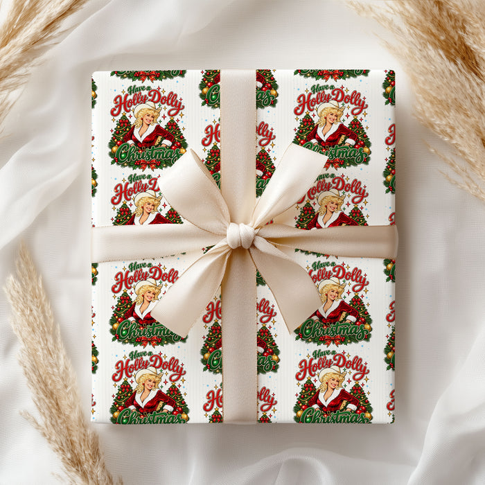 Holly Dolly Wreath Wrapping Paper – Dolly Parton Christmas Gift Wrap
