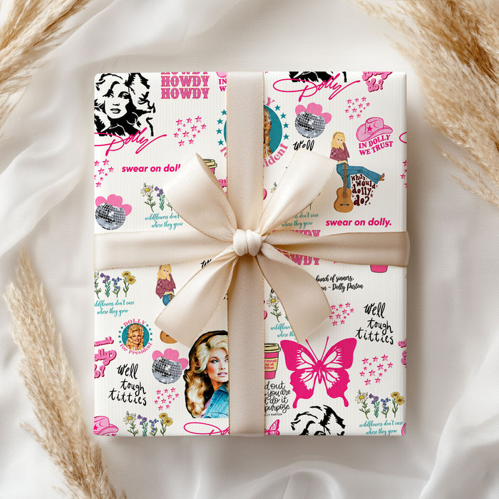 Howdy Dolly Parton Wrapping Paper – Christmas Gift Wrap for Fans