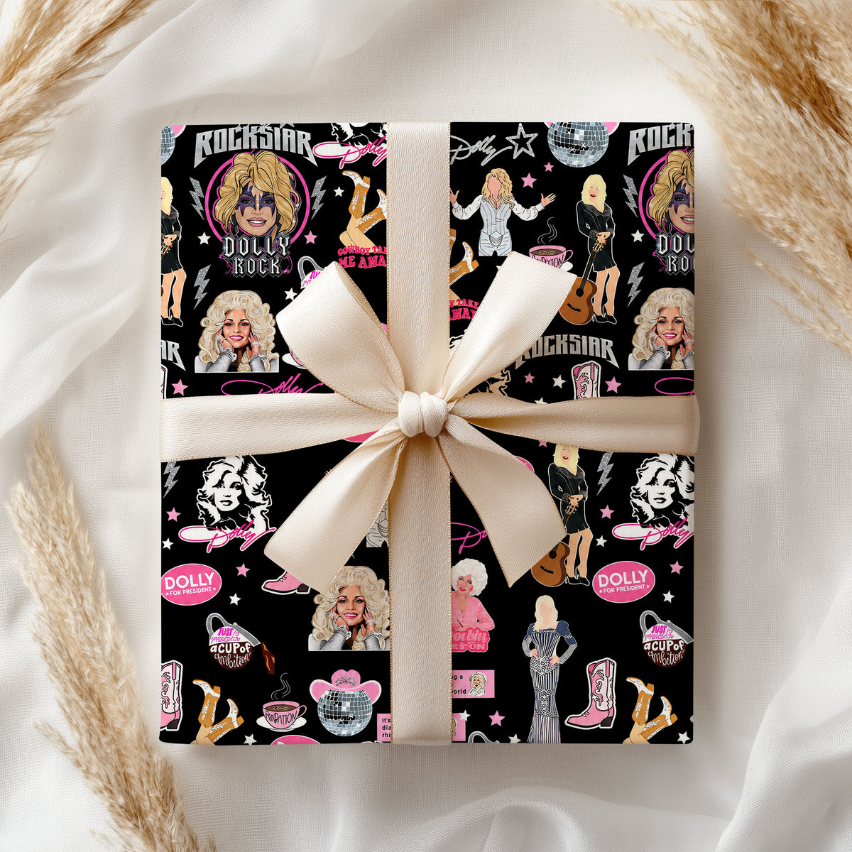 Rockstar Dolly Parton Wrapping Paper – Christmas Gift Wrap for Fans
