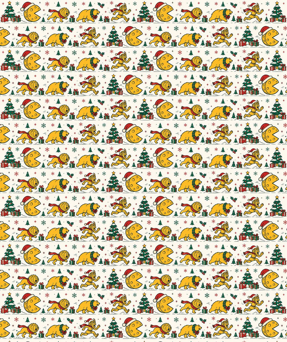 Cream Lion Cheese Football Wrapping Paper – Christmas Gift Wrap for Fans